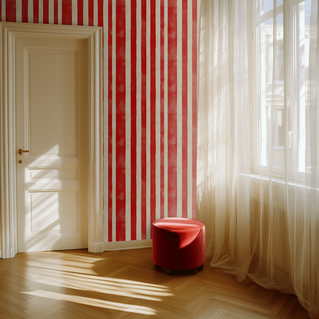 Papel tapiz rayas verticales rojas elegantes para pared