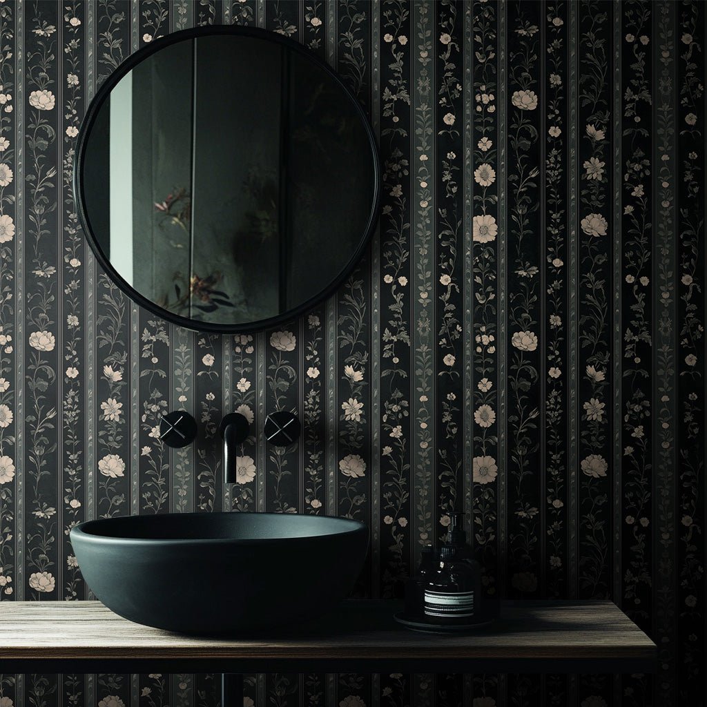 Papel Tapiz Floral Oscuro Dahlia Vintage para Pared