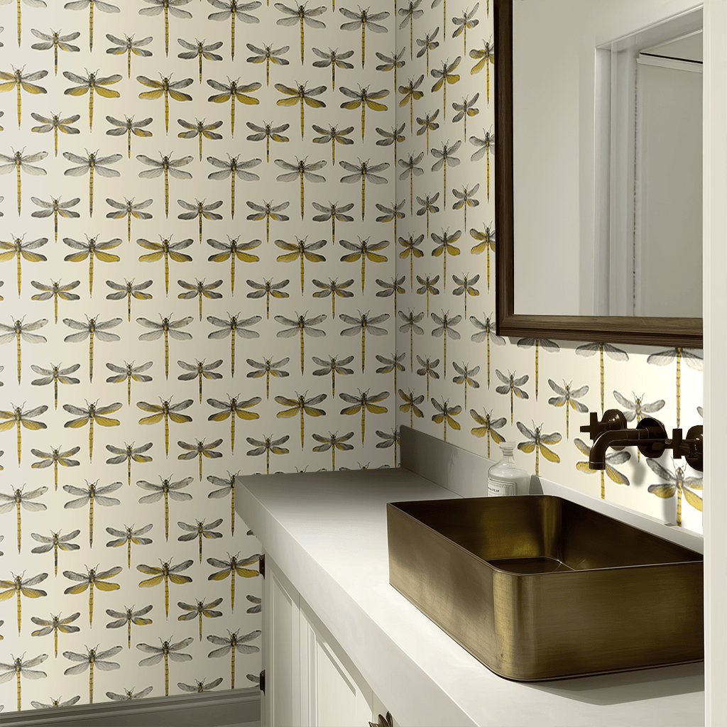 Papel tapiz decorativo modelo Tapiz Libélulas Doradas para pared
