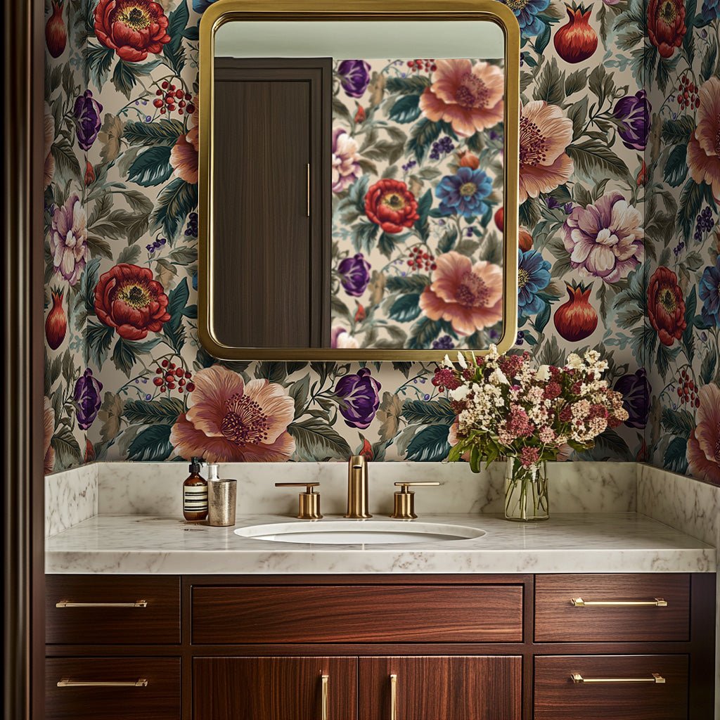 Mural Jardín Exótico Floral – papel tapiz decorativo de lujo