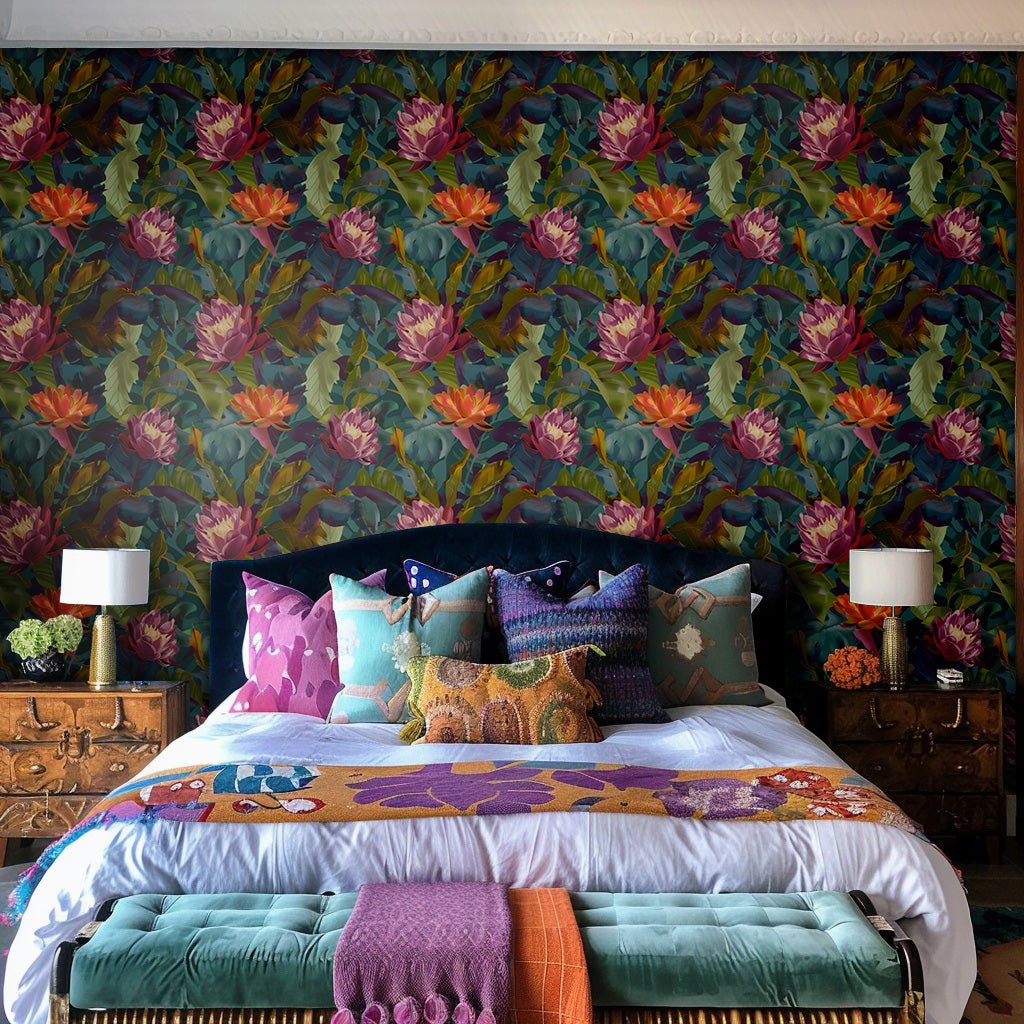 Mural Botánico Ezra jungla floral, papel tapiz decorativo