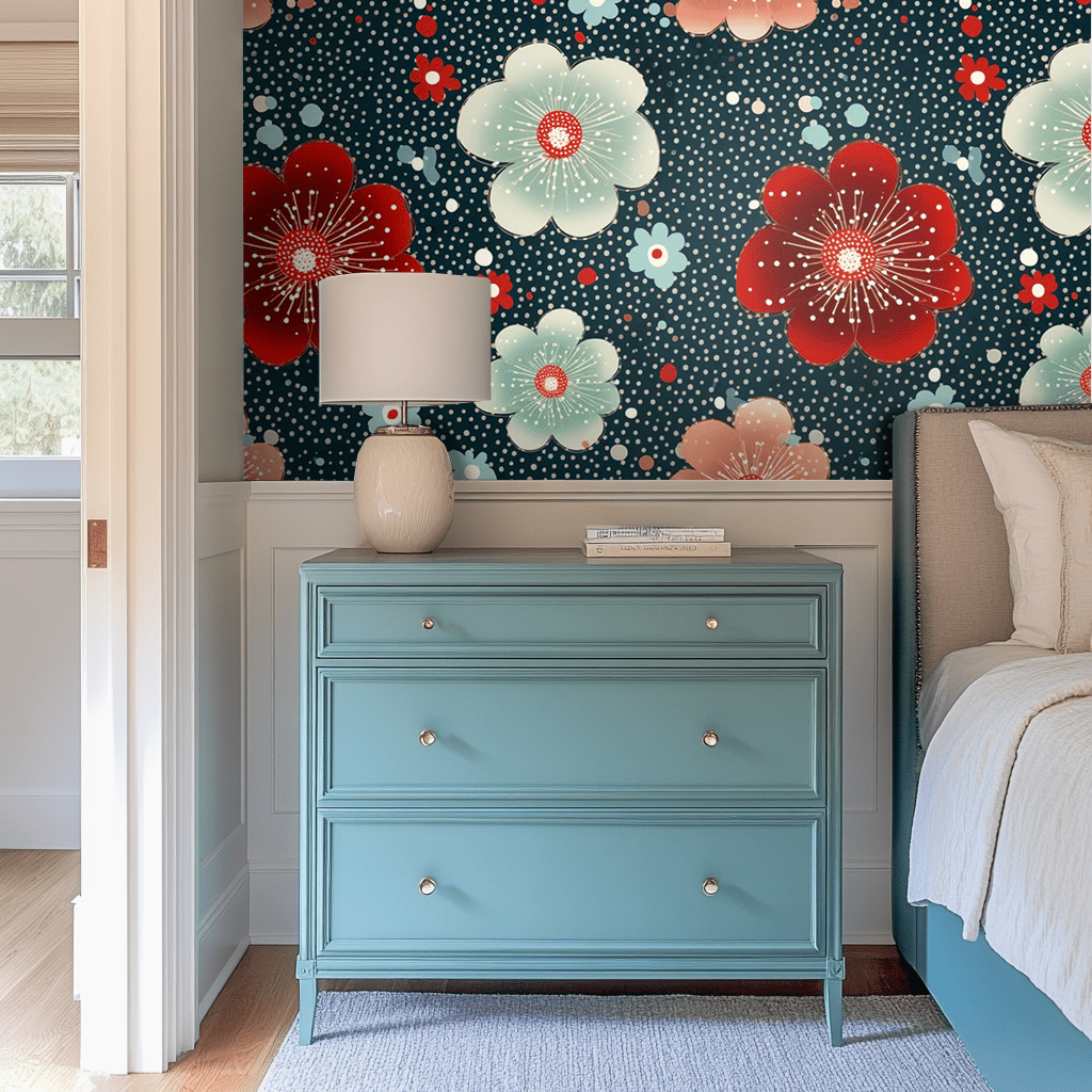 Mural Isabella Floral Nocturno para Pared, Papel Tapiz Decorativo