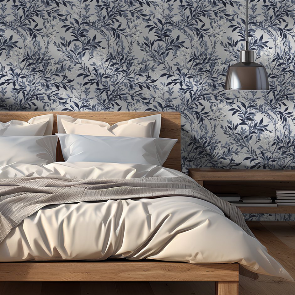 Mural Lewen Azul Botánico para Decoración de Pared