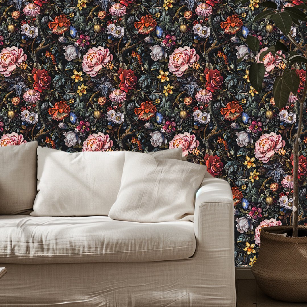 Mural Lorelei Noche Floral, papel tapiz decorativo premium