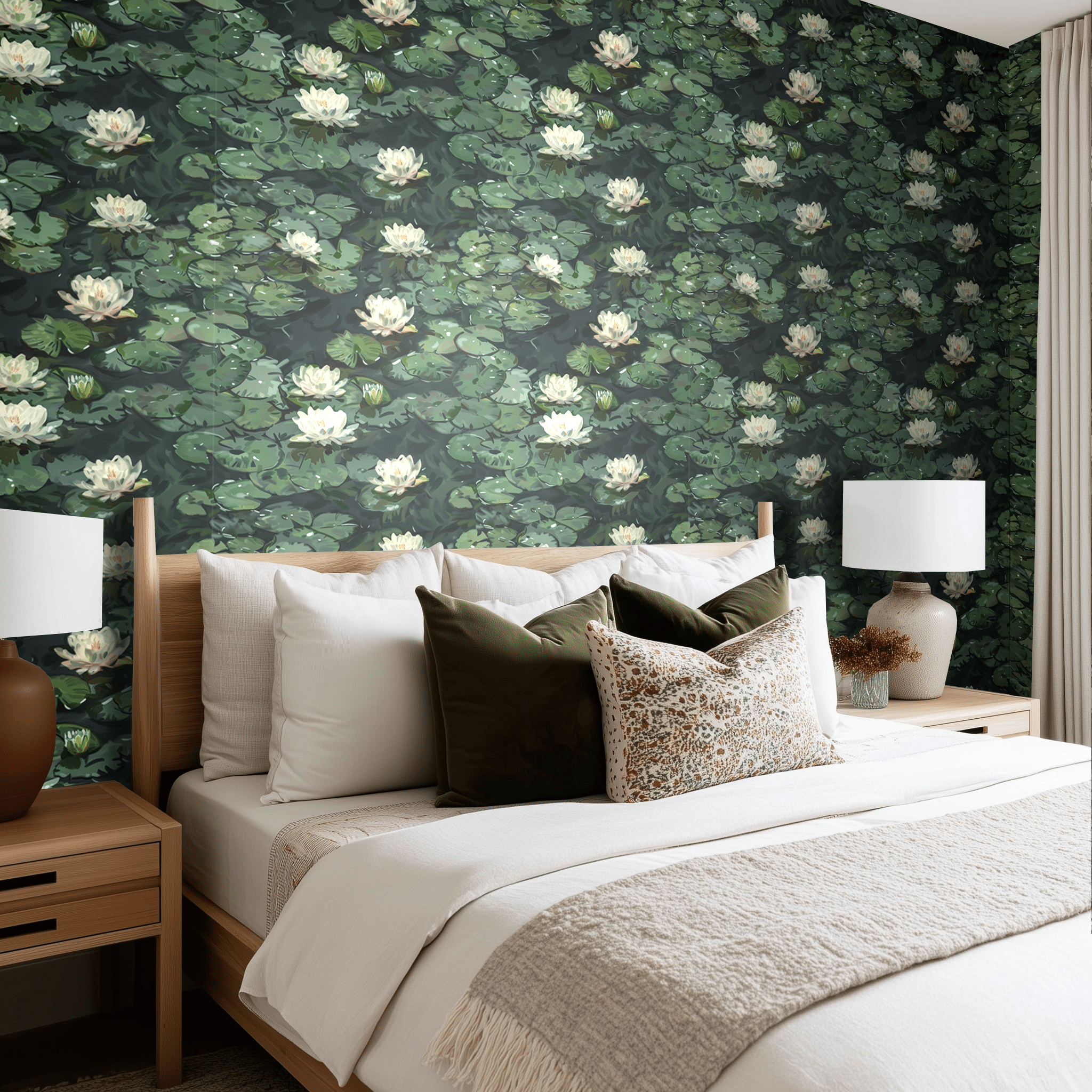 Mural Modelo Lirios Acuáticos - papel tapiz decorativo para sala y recámara