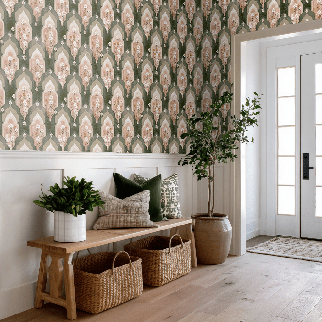 Modelo Mural Oasis Persa Verde – papel tapiz decorativo clásico mexicano