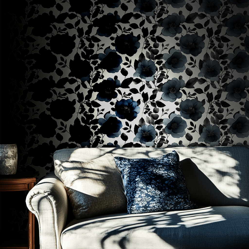 Mural Rachel Noche Floral Azul para Decoración de Pared