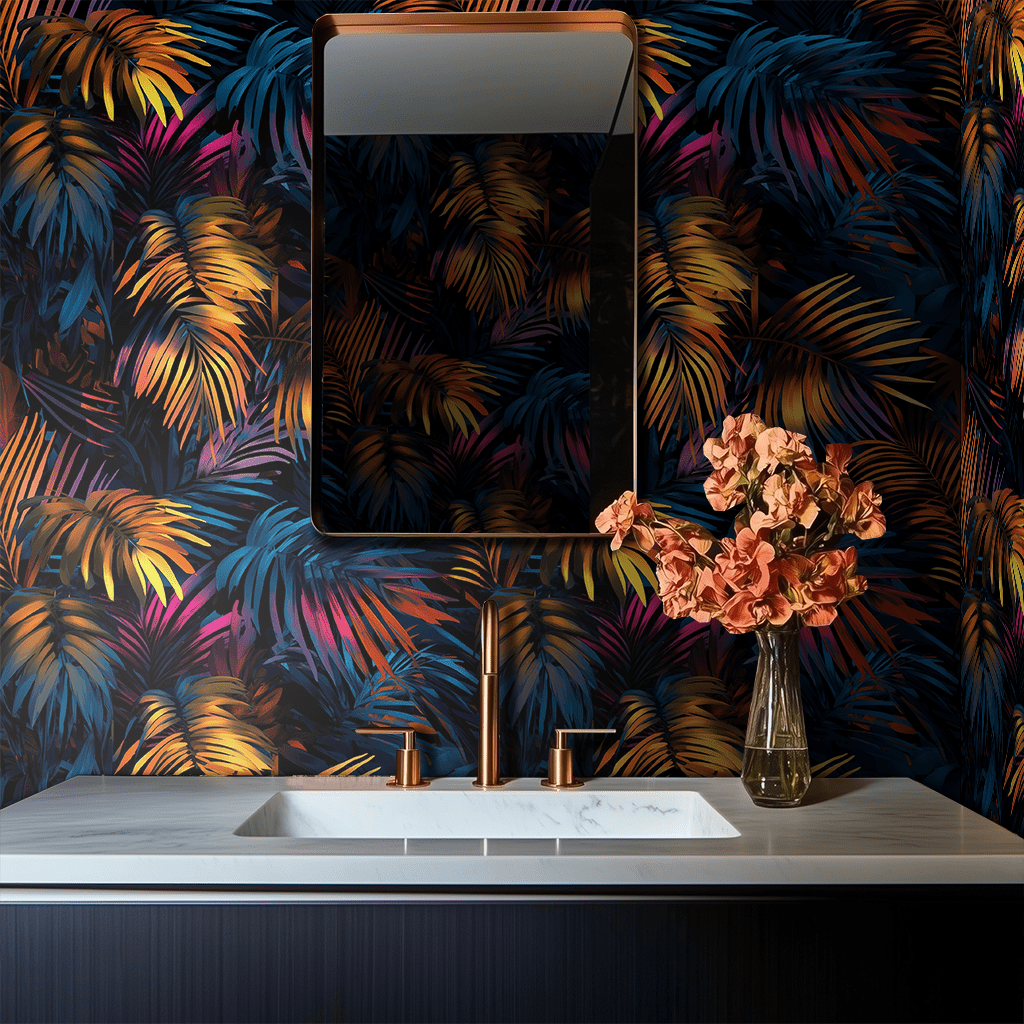 Papel tapiz After Dusk Selva Tropical Oscura Diseño Premium
