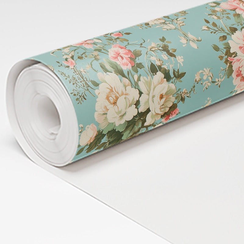 Mural Lourdes Rosas Vintage, papel tapiz decorativo romántico