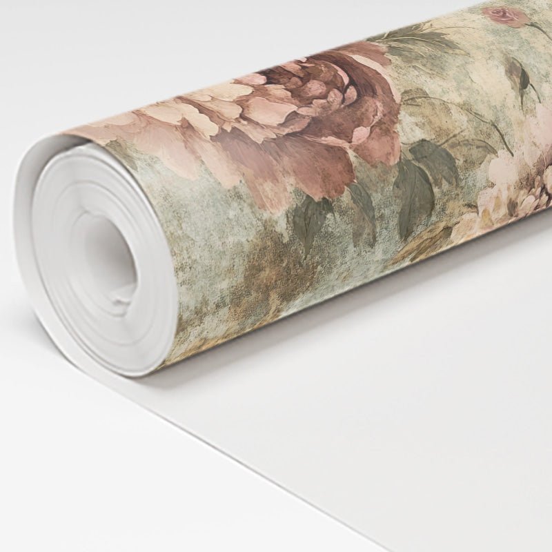 Mural Elegancia Peonías Vintage para Pared, papel tapiz decorativo floral