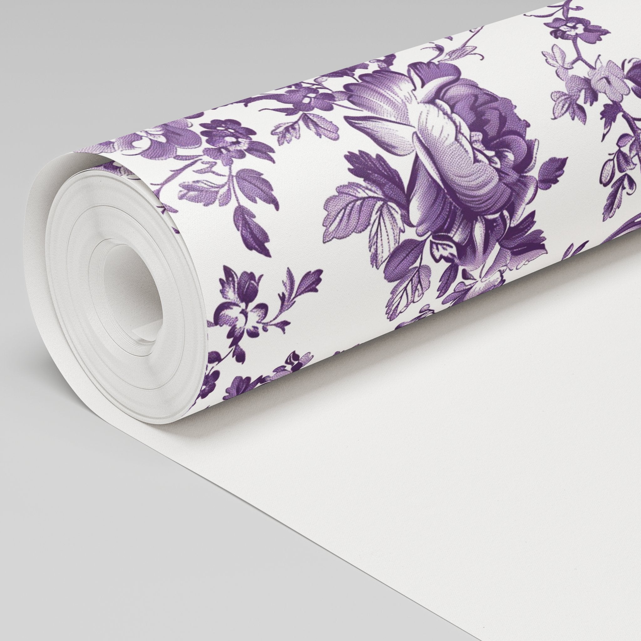Papel tapiz floral violeta vintage Valarie para sala y recámara