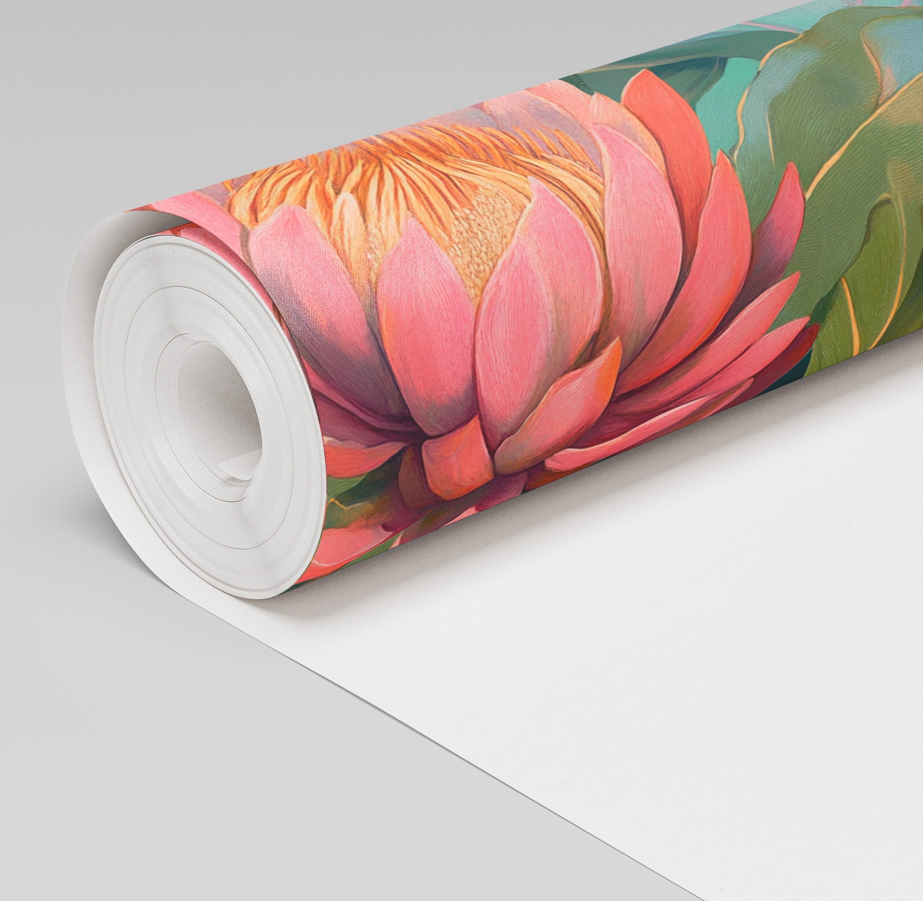 Papel tapiz floral exuberante lotus tropical