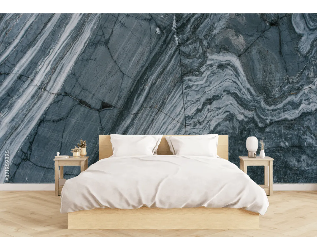 Mural Aurora Mineral Negro Gris para Sala, Vinil Arquitectónico o Tapiz