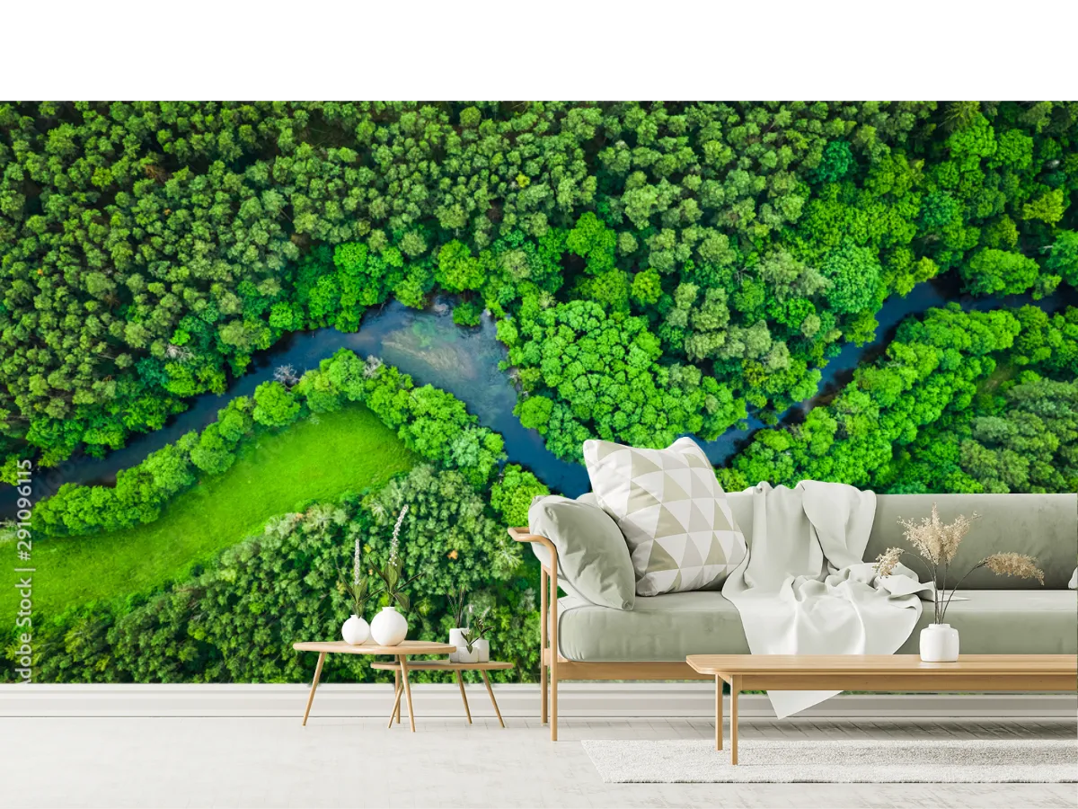 Mural Verde Esencia del Río – Fotomural Decorativo para Pared