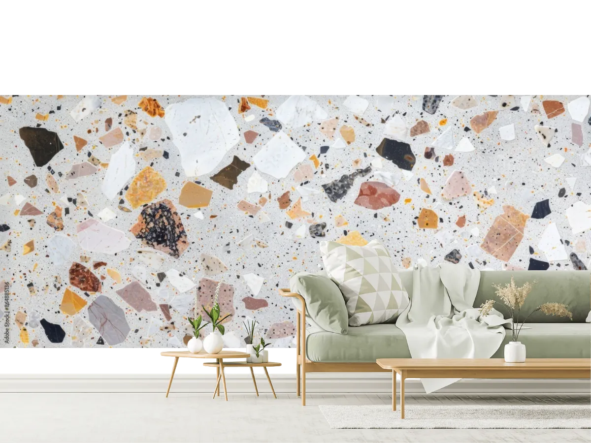 Mural Terrazzo Retro Chic para decoración de paredes en vinil arquitectónico