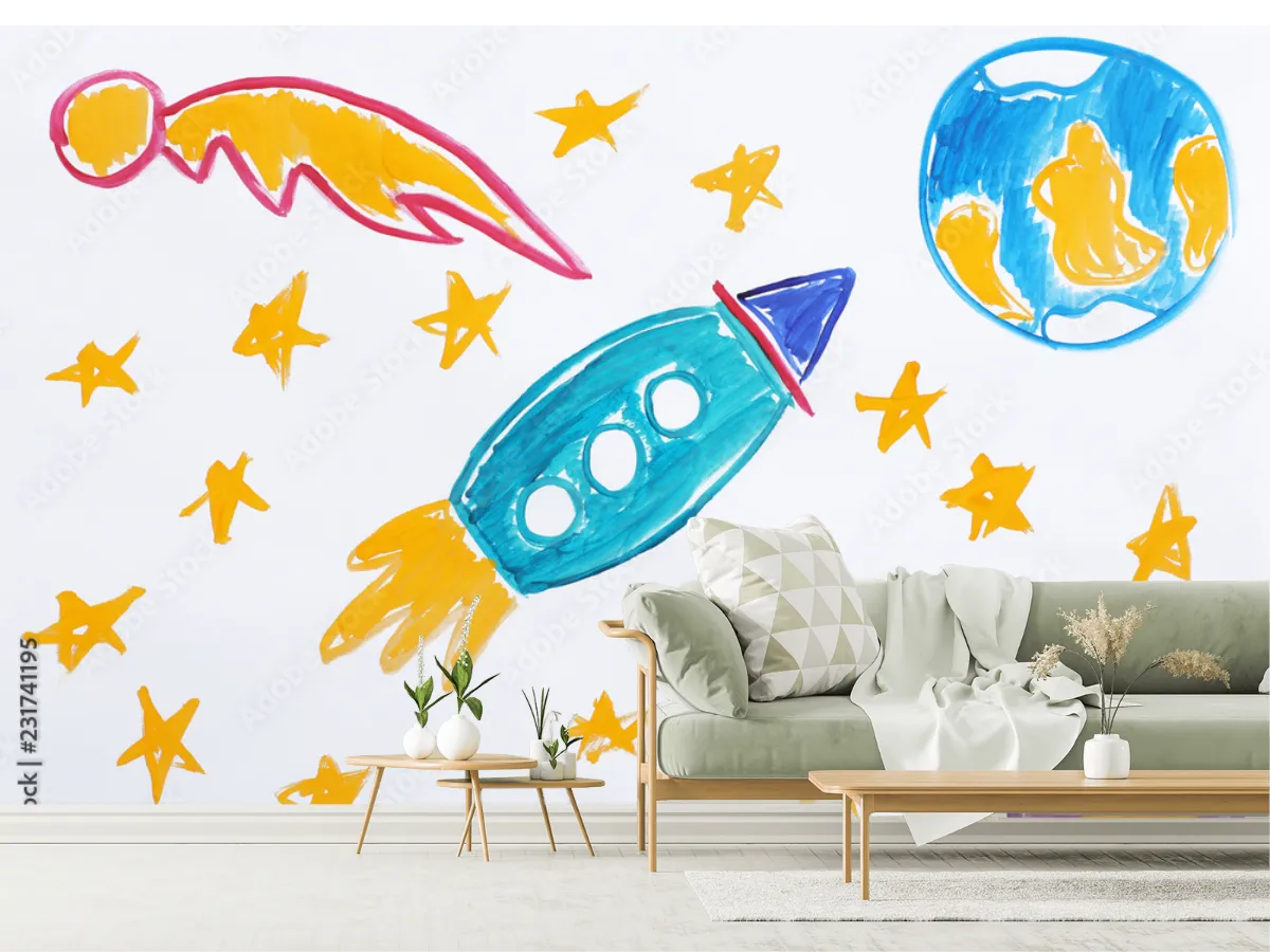 Fotomural Mural Espacial Infantil Cielo de Aventuras en Vinil o Papel Tapiz