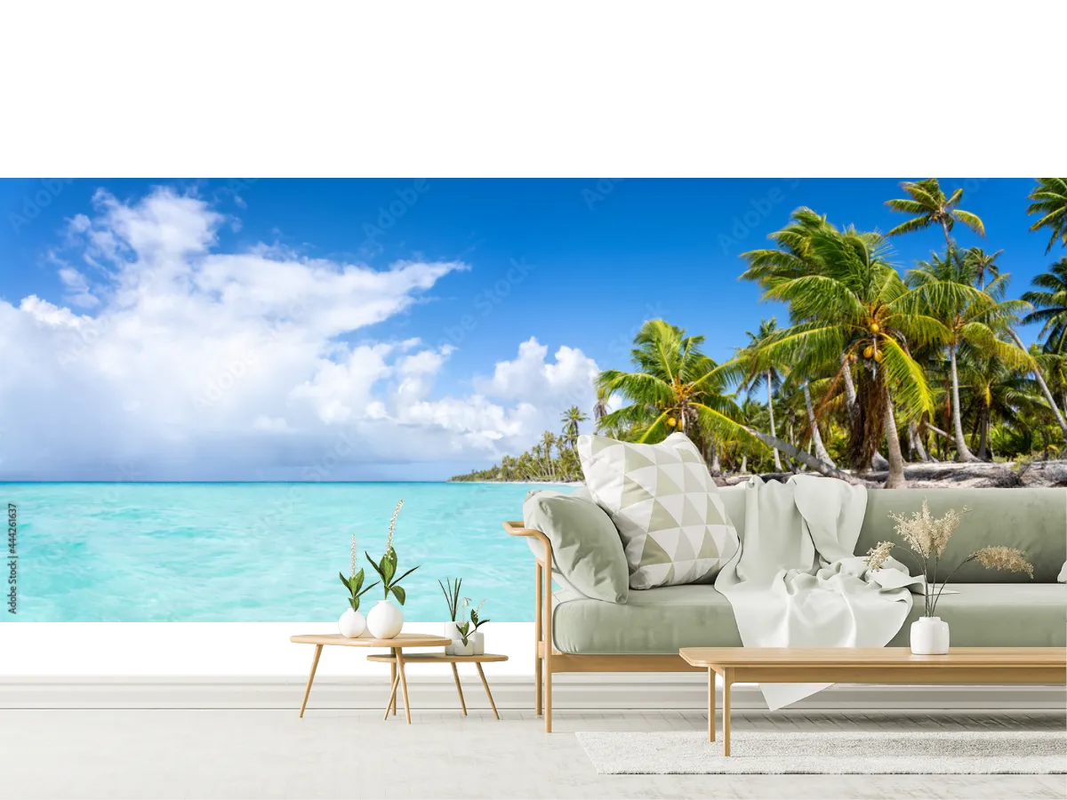 Mural Paraíso Azul Caribeño Vinil Arquitectónico Fotomural Decorativo