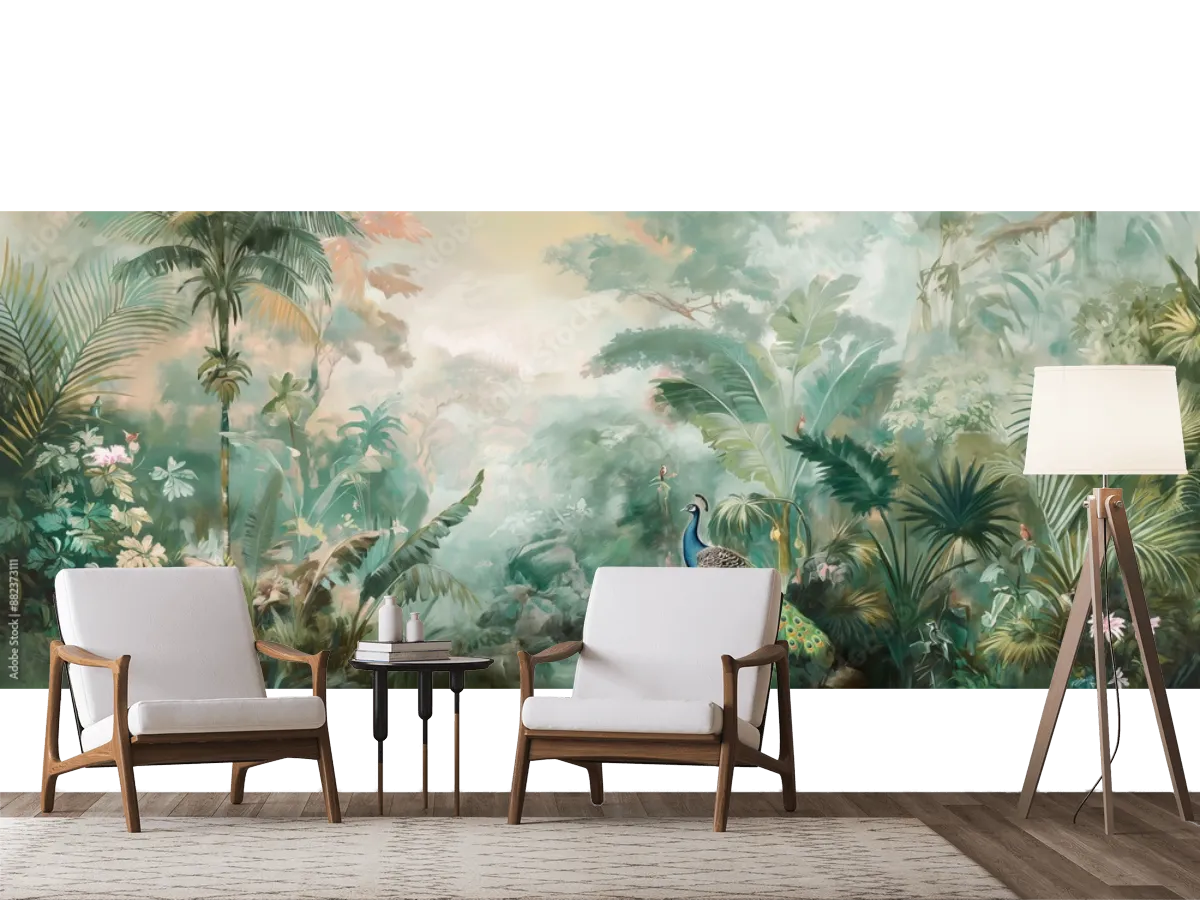 Modelo Mural Selva Encantada con Vinil o Papel Tapiz Decorativo