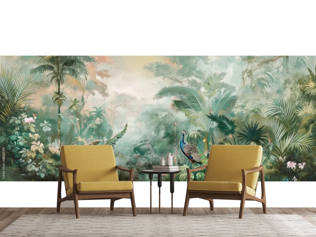 Modelo Mural Selva Encantada con Vinil o Papel Tapiz Decorativo
