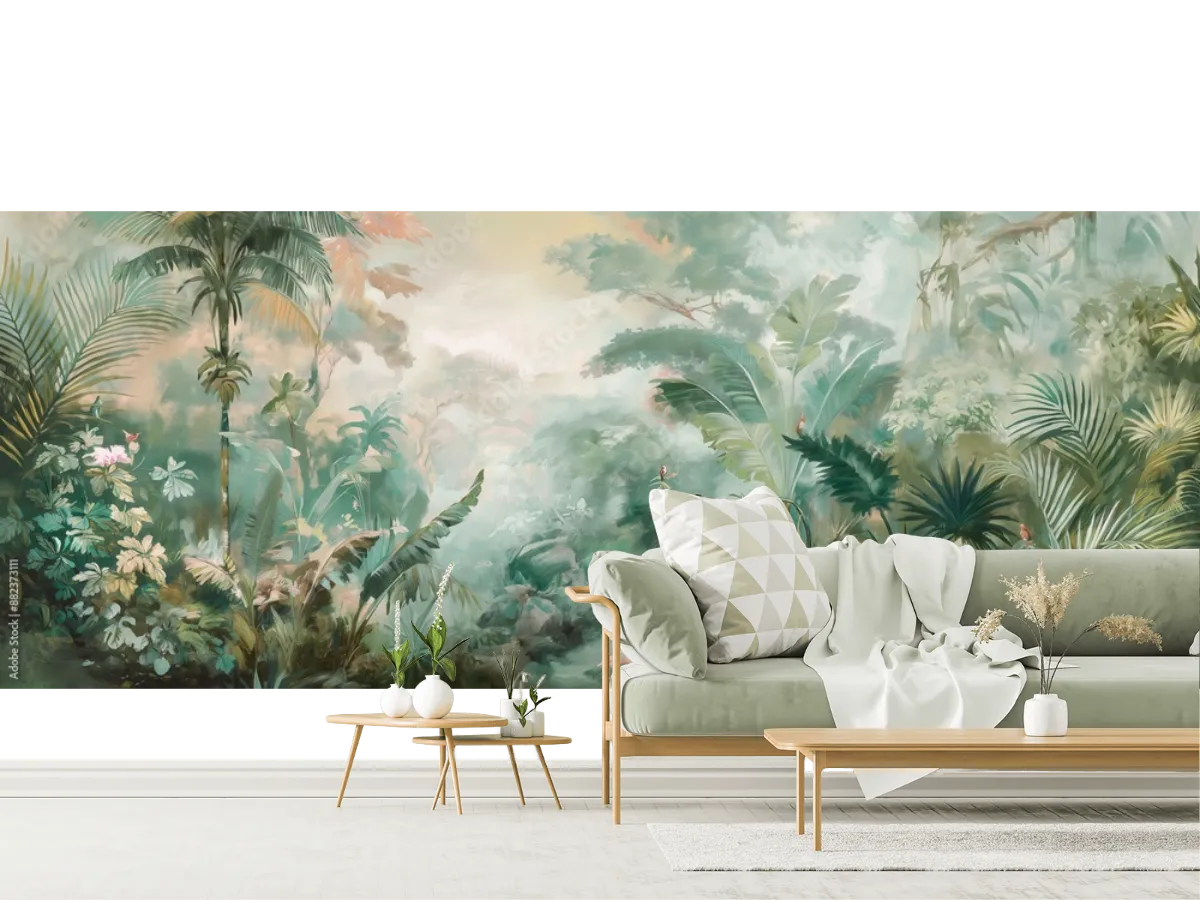 Modelo Mural Selva Encantada con Vinil o Papel Tapiz Decorativo