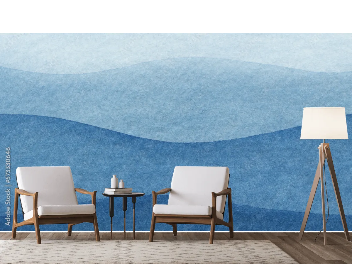 Mural Ondas de Azul Sereno para Pared – Fotomural Decorativo en Vinil o Papel Tapiz