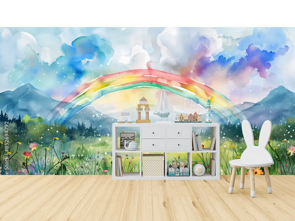 Mural Modelo Arcoiris de Ensueño para sala, vinil arquitectónico, papel tapiz
