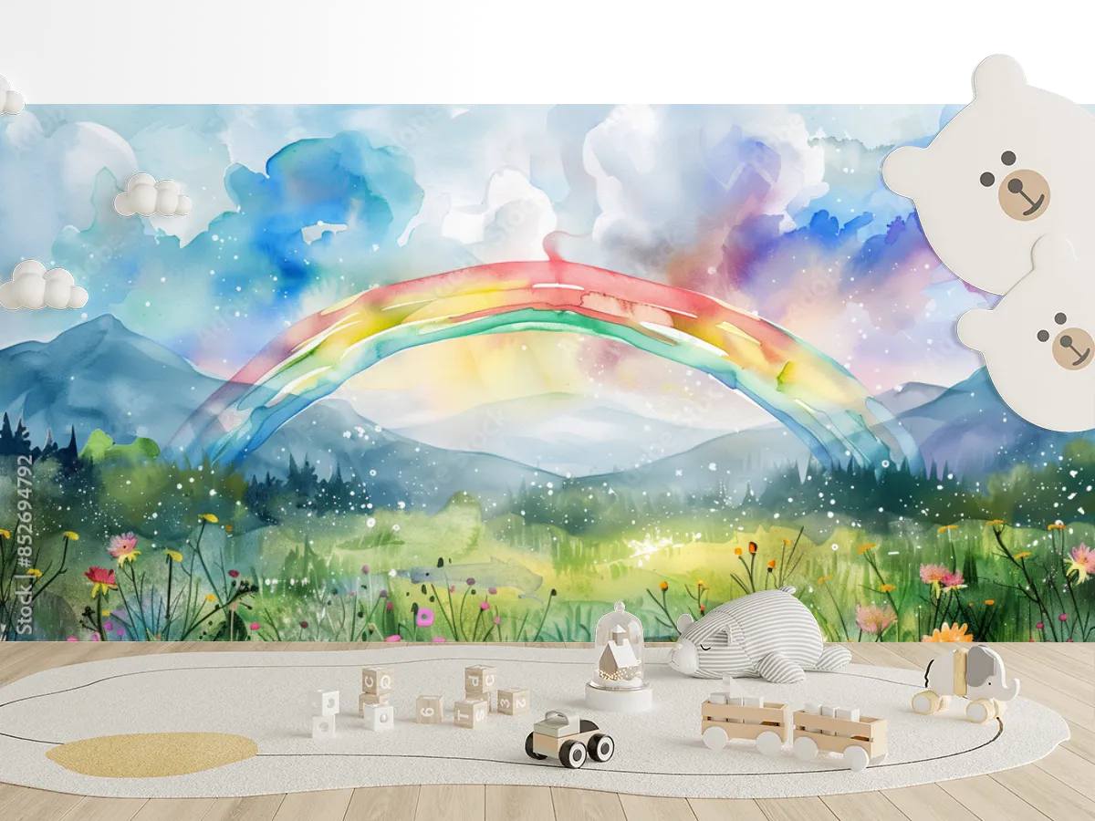 Mural Modelo Arcoiris de Ensueño para sala, vinil arquitectónico, papel tapiz