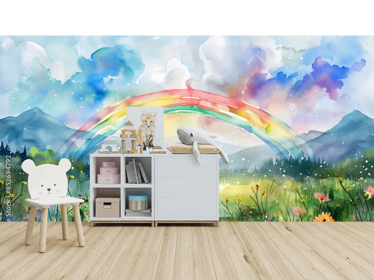 Mural Modelo Arcoiris de Ensueño para sala, vinil arquitectónico, papel tapiz