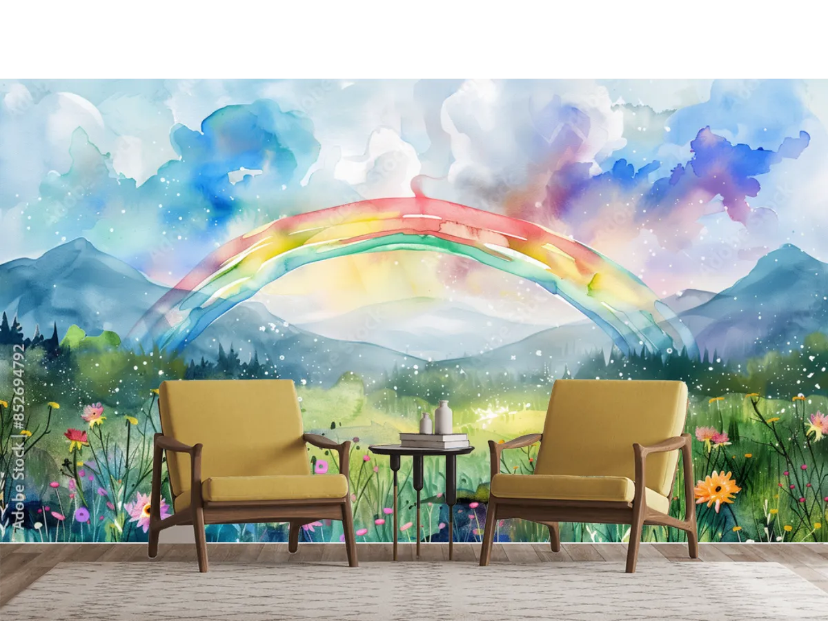 Mural Modelo Arcoiris de Ensueño para sala, vinil arquitectónico, papel tapiz