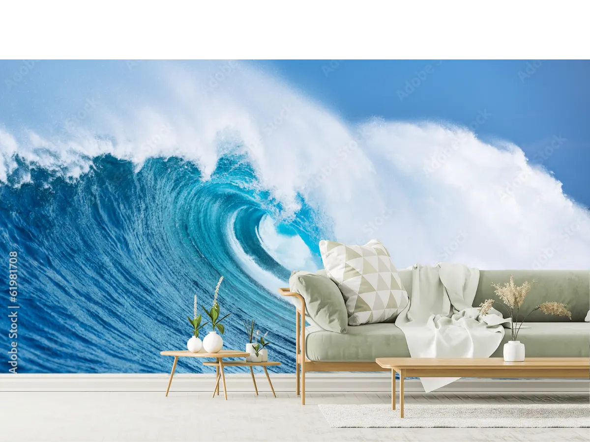 Mural Ola Azul Majestuosa para decoración de salas y habitaciones