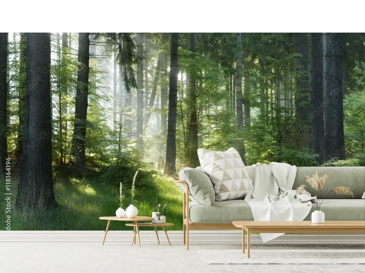 Mural Bosque Mágico Amanecer en Vinil Arquitectónico o Papel Tapiz
