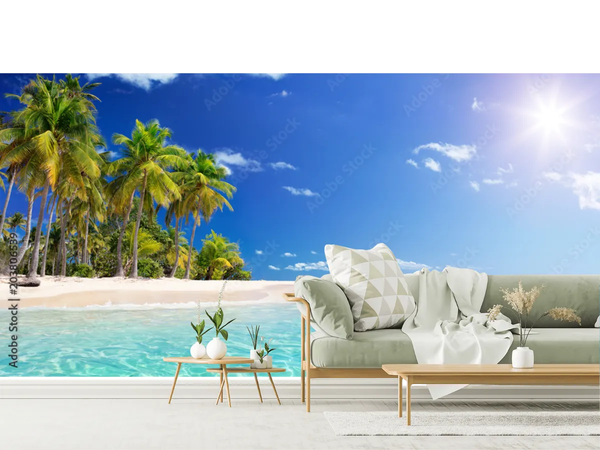 Mural Isla Paraíso Tropical personalizado vinil/papel tapiz decorativo