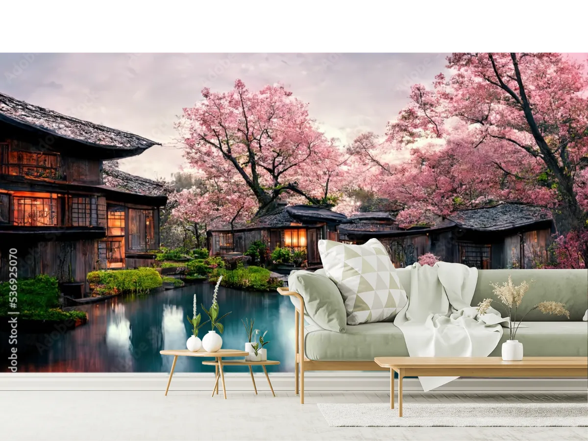 Fotomural Modelo Sakura Soñada para Decoración de Sala - Personalizable