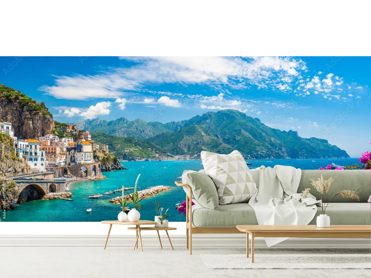 Mural Costa Azul Amalfi – Fotomural Decorativo Vinil, Tapiz Liso o Texturizado