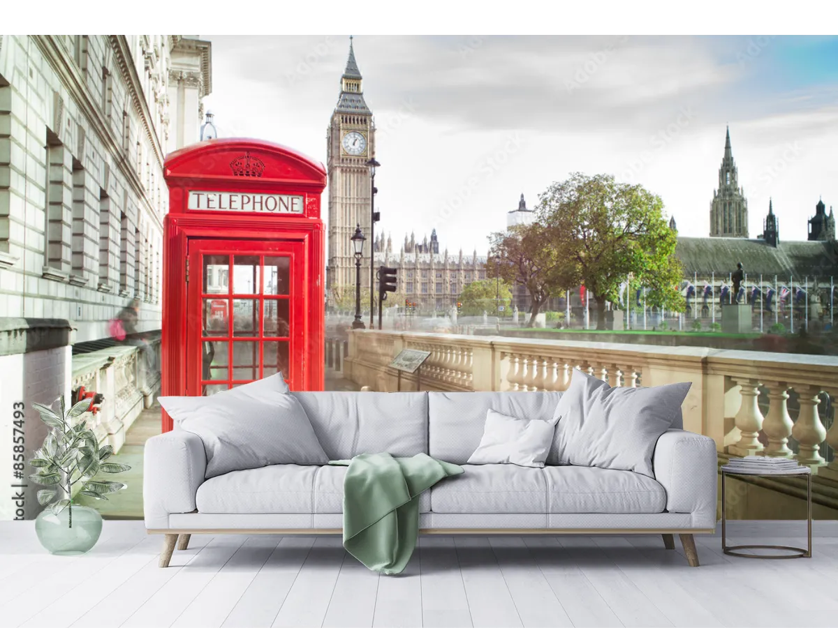 Mural Londres Encanto Urbano en Vinil Arquitectónico o Papel Tapiz | Fotomural decorativo para sala