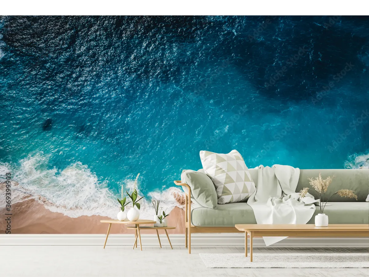 Mural Costa Azul Inspiración Oceánica para Decoración de Sala y Recámara