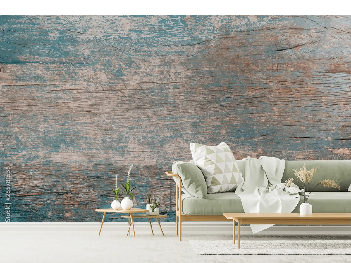 Mural Estilo Vintage Azul Brisa en Vinil Arquitectónico para Paredes