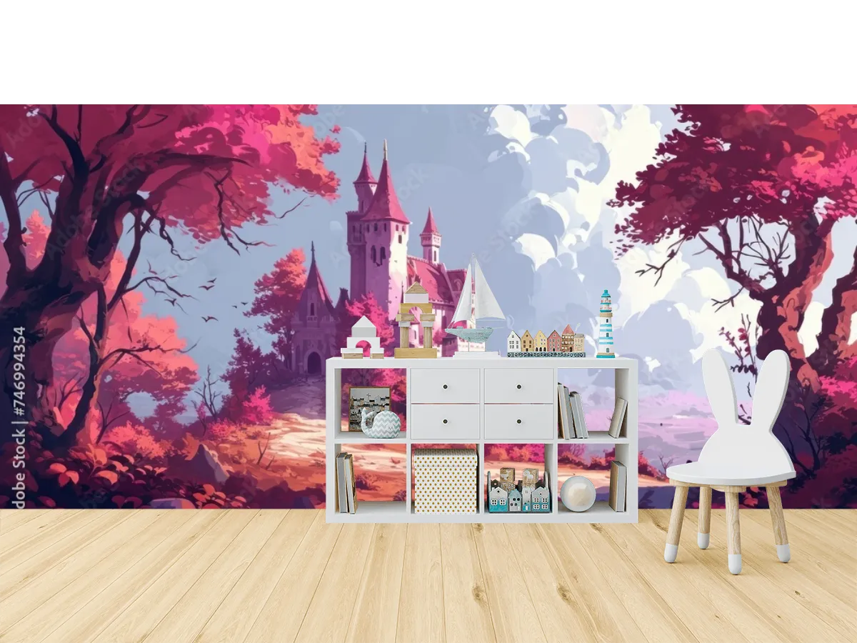 Mural Encantado Castillo de Otoño para Pared - Fotomural Decorativo Vinil, Papel Tapiz o Contract