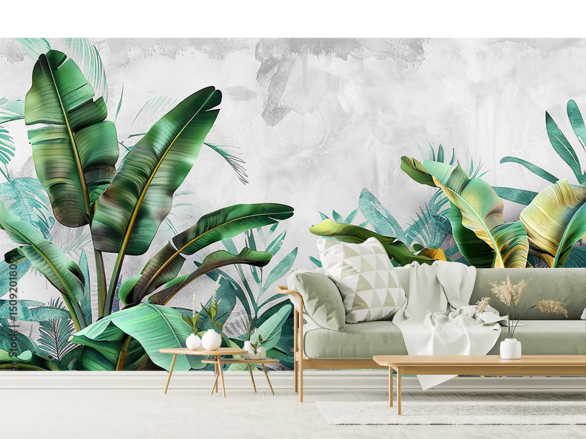 Fotomural Modelo 'Paraíso Tropical Moderno' para Decoración de Sala o Estudio