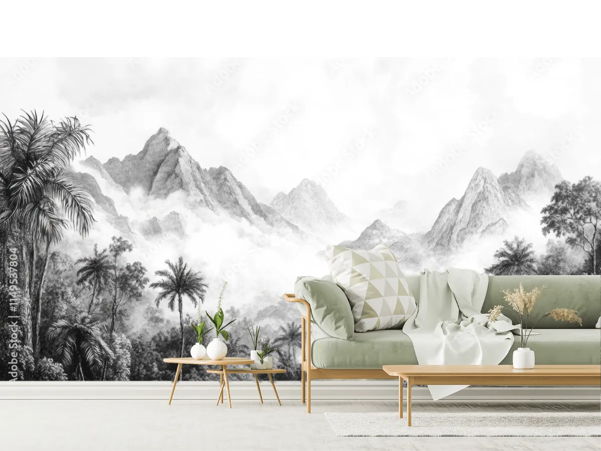 Mural Niebla Mística Montañas – Fotomural Decorativo Vinil o Papel Tapiz