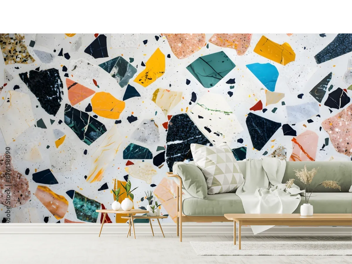 Mural Modelo Terrazzo Vibrante para decoración mural sala comedor