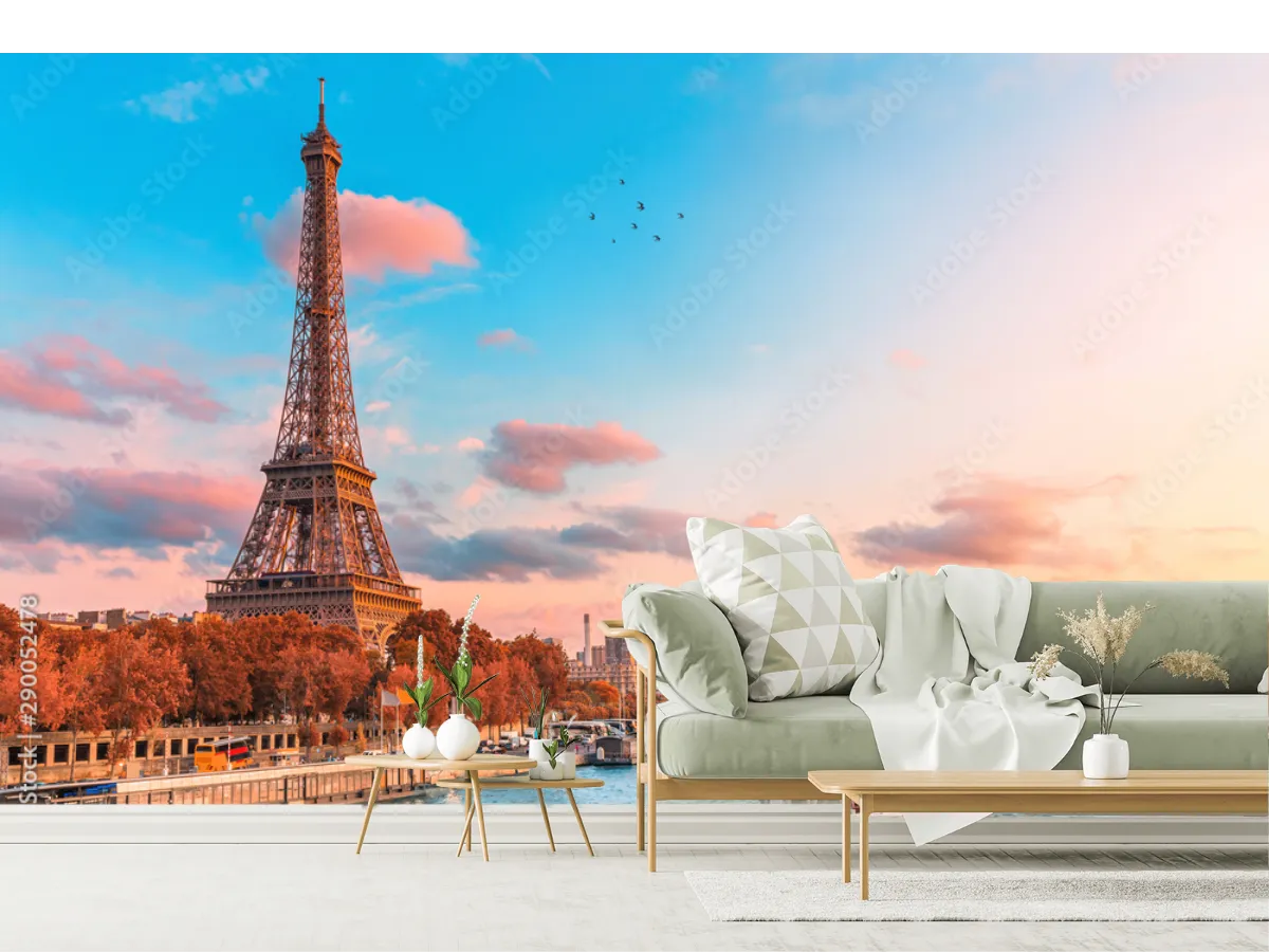 Mural París Atardecer Soñado Vinil Arquitectónico | Fotomural decorativo para sala