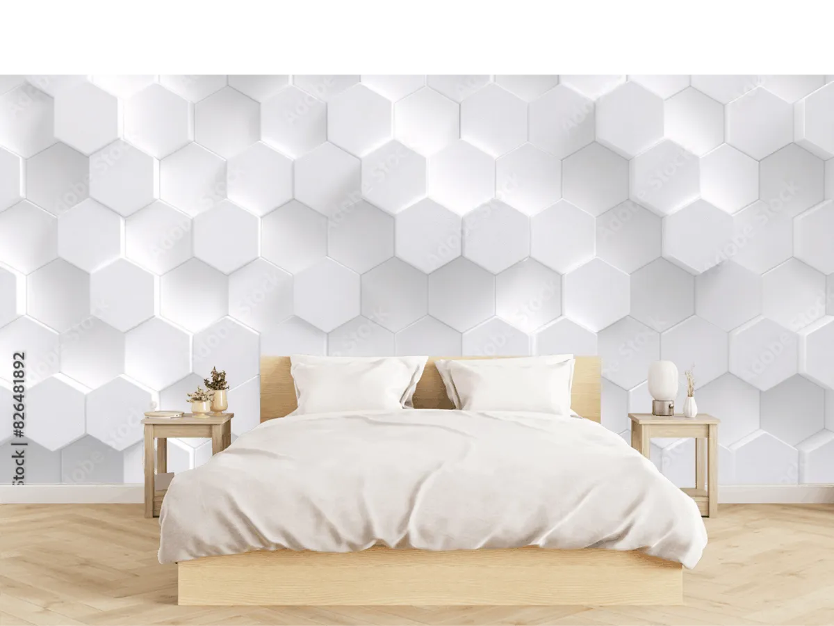 Mural Hexágono Místico Blanco para Pared | Fotomural Decorativo