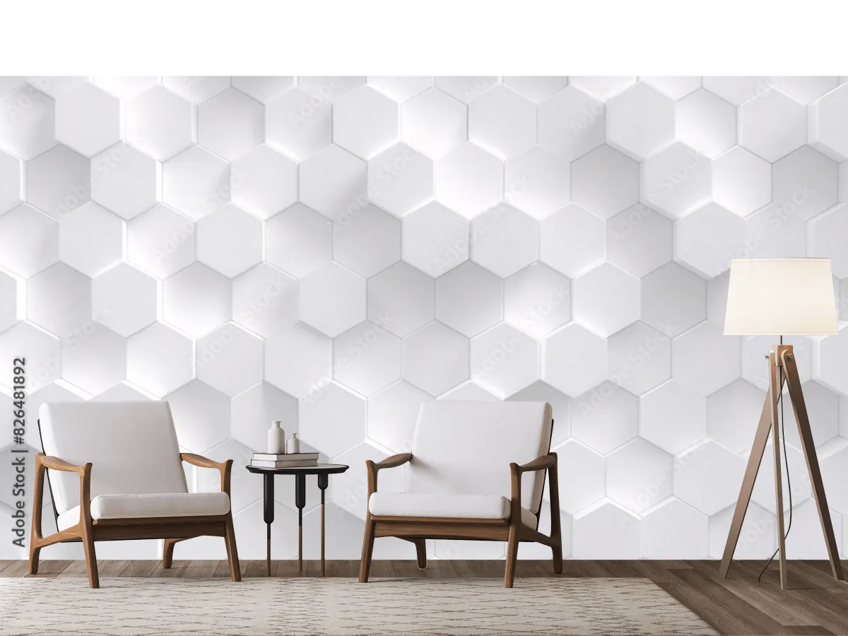 Mural Hexágono Místico Blanco para Pared | Fotomural Decorativo