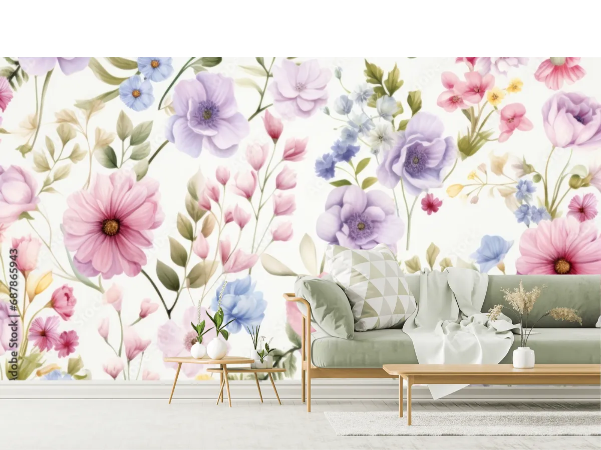Mural Floral Encantado – Fotomural Decorativo en Vinil o Papel Tapiz