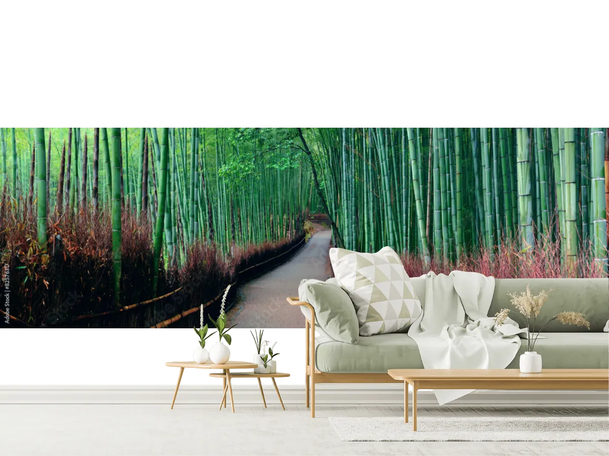 Mural Bosque de Bambú Serenidad – Fotomural de Pared para Sala, Vinil Arquitectónico