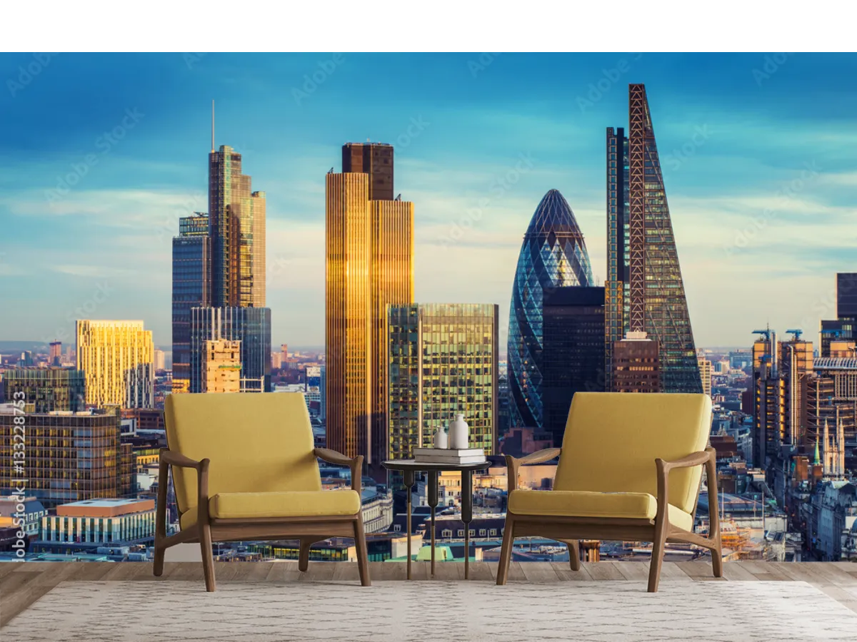 Mural Skyline Dorado Londres – Fotomural decorativo personalizable