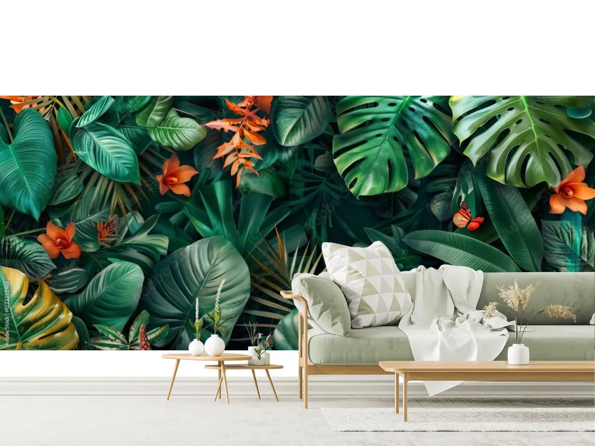 Fotomural Selva Tropical Vibrante para Decoración de Pared