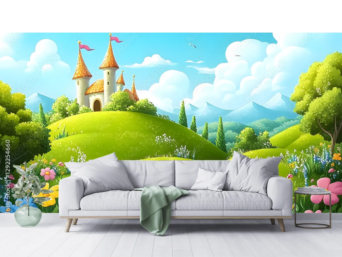 Mural Castillo de Ensueño en Primavera para Pared - Vinil, Texturizado, Contract