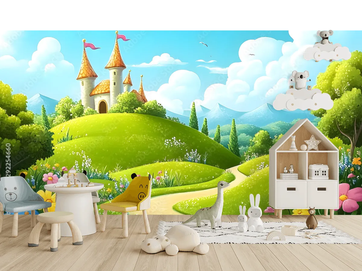 Mural Castillo de Ensueño en Primavera para Pared - Vinil, Texturizado, Contract